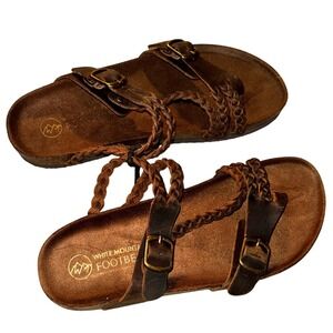 White Mountain Footbeds Braided Leather Sandals Brown, Size 10, NWOT